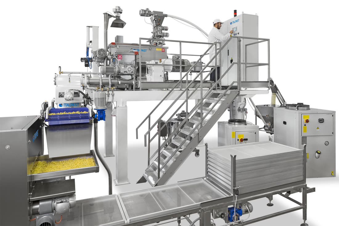 Dry pasta line with gelatinisation plant