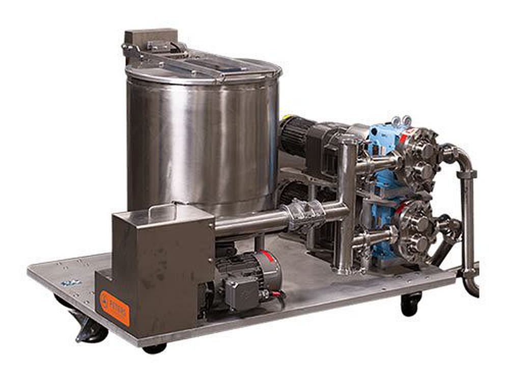 A portable cream hopper and pump
